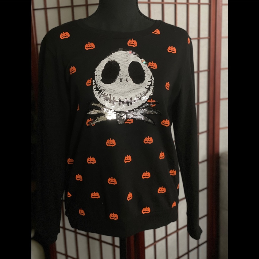Disneys Nightmare Before Christmas Target reversible Sequin crew neck sw…